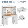 Makeup Vanity Desk with Lights, Fluted Wooden Dressing Table with 7 Drawers and Adjustable Shelves, Makeup Vanity Table Modern Glass Top for Bedroom - 2 of 4