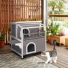 BENCMATE Pet Crates and Houses Wooden Balcony, Transparent Canopy in Indoor and Outdoor Shelter for Cats, Small Animals, Gray, 32.3"*27"*8.3" - 2 of 4