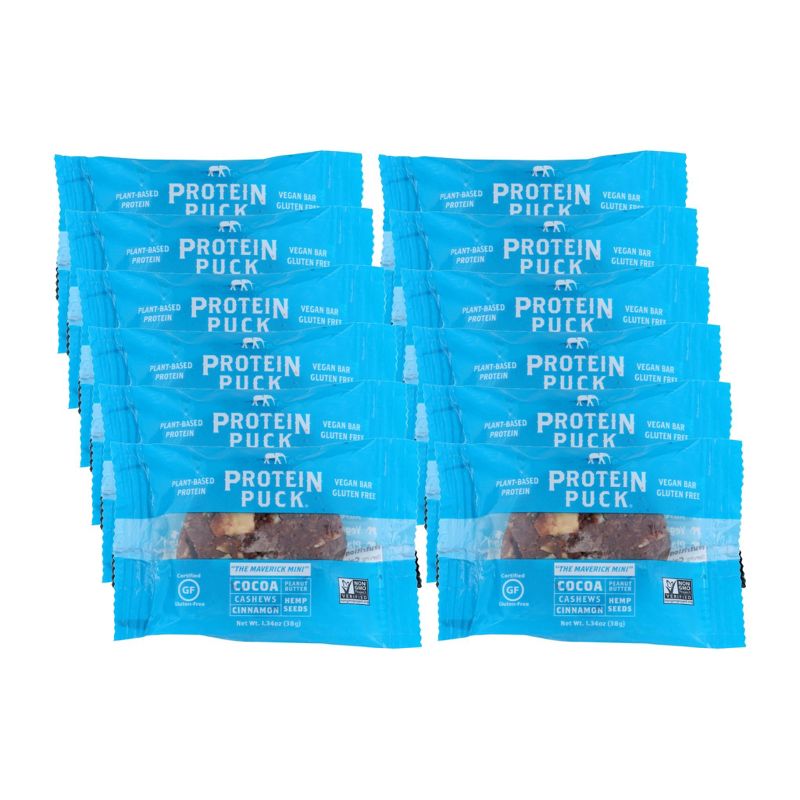 Protein Puck Mini Cocoa Cashews Cinnamon Plant-Based Protein Bar - 12 bars, 1.34 oz, 1 of 5