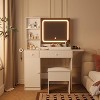 CuisinSmart Makeup Vanity Set, Makeup Desk with 3 Lighting Modes, Drawers & Storage Shelves, Storage Stool, Dressing Table for Bedroom - 2 of 4