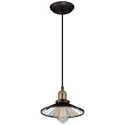 Emile 12" Bronze and Brass Mini Pendant with LED Edison Bulb