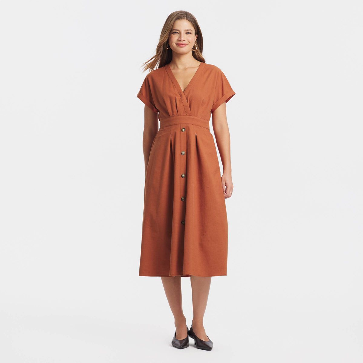 Women's Short Sleeve Midi Wrap Dress - A New Day™ - thumbnail 4