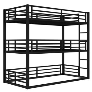 TopComfy Beds Twin XL over Bunk Bed Metal Triple Bunk Bed with Safety Guardrails Bunk Bed Bedroom Furniture for Bedroom, Black, 41.7"*78.4"*115.08" - 1 of 4