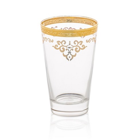 Classic Touch Set Of 6 Water Glasses With Simple Gold Design : Target