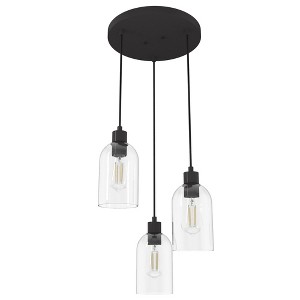 Hunter Fans 14.5" Lochemeade Ceiling Light Noble Bronze Finish - Modern 3-Bulb Pendant with Clear Dome Shades for Indoor Use - 1 of 1
