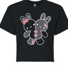 Women's - Instant Message - Two Bunnies Plushie Cropped Graphic T-Shirt - 2 of 4