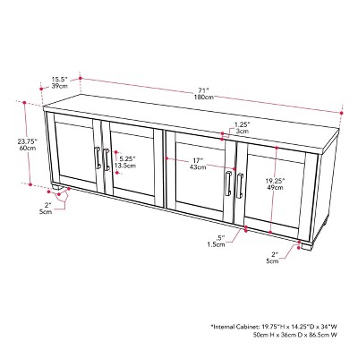Virlomi Brown 71" Engineered Wood TV Stand with Cabinet