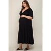 Pinkblush Black Deep V-Neck Tiered Maternity Plus Maxi Dress - 2 of 4