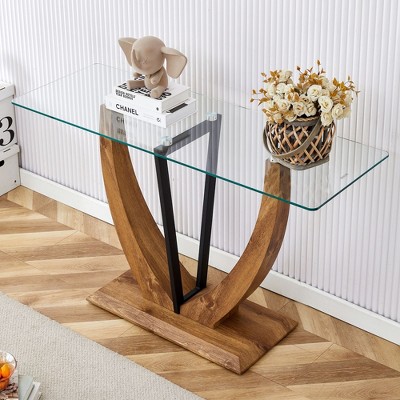 NicBex Dining Room Table Counter Height Table Kitchen & Dining Room Tables Bar Height Table with Unique Form Base and Glass Top for Kitchen