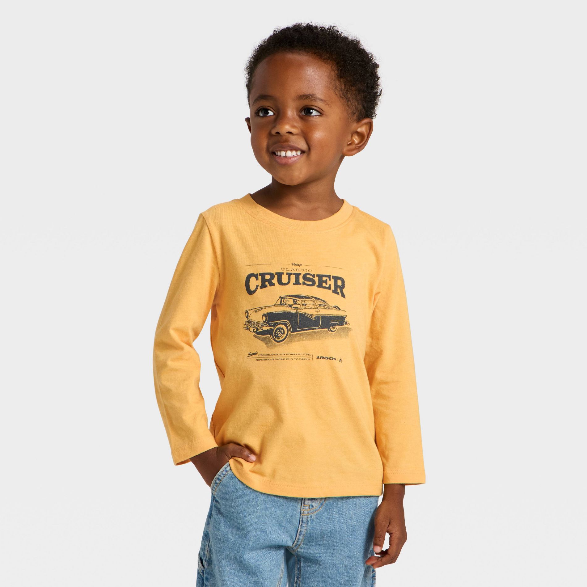 Toddler Boys' Long Sleeve Cruiser Graphic T-Shirt - Cat & Jack™ Gold 4T