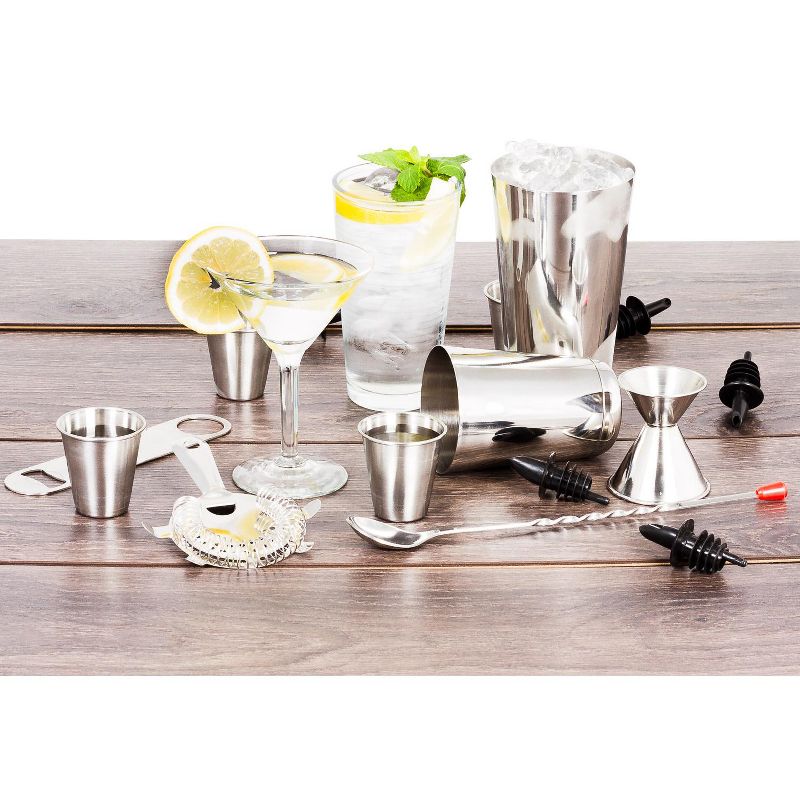 Lexi Home 16-Piece Stainless Steel Cocktail Essential Barware Set, 2 of 7