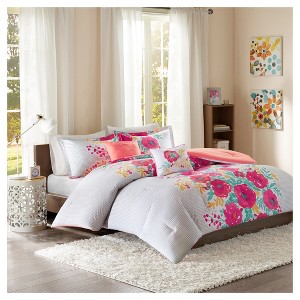 Coral Suri Printed Comforter Set (Twin/Twin XL) 4pc, Size: TWIN EXTRA LONG, Pink