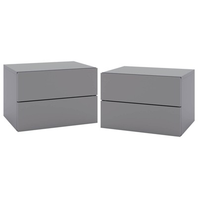 Costway 1/2 PCS Floating Nightstand with Drawer Storage Modern Floating Bedroom Shelf Gray