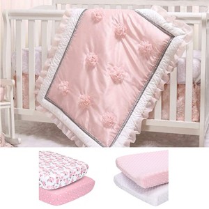 The Peanutshell Arianna Crib Bedding Set, Pink Floral, 4pc to 12 Pc, For Girls - 1 of 4