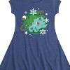 Girls' - Pokémon - Bulba Pattern Fit & Flair Cap Sleeve Dress - 2 of 3