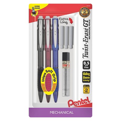 LOT OF 2 Pentel 0.7 mm 60 Refillable Pencil Lead Pieces with bonus Erasers #2 