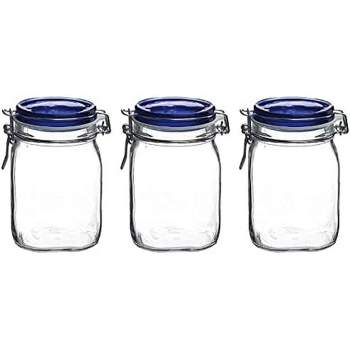 Bormioli Rocco PANDORA Glass Candy Jar 75 Â½ Ounce Cookie Jar (2 Pack) With  Plastic Airtight Seal Lid 2 Ways Display, Bulk