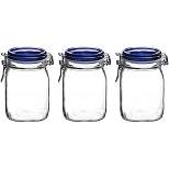 Bormioli Rocco: 3 "Fido" Jars 33.76 oz  Blue Lid