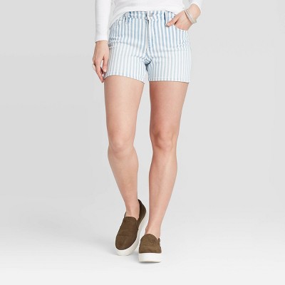 striped jean shorts
