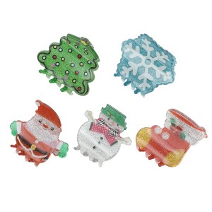 Unique Bargains Christmas Hair Clips Blue White Green Red 5 Pcs - 1 of 4