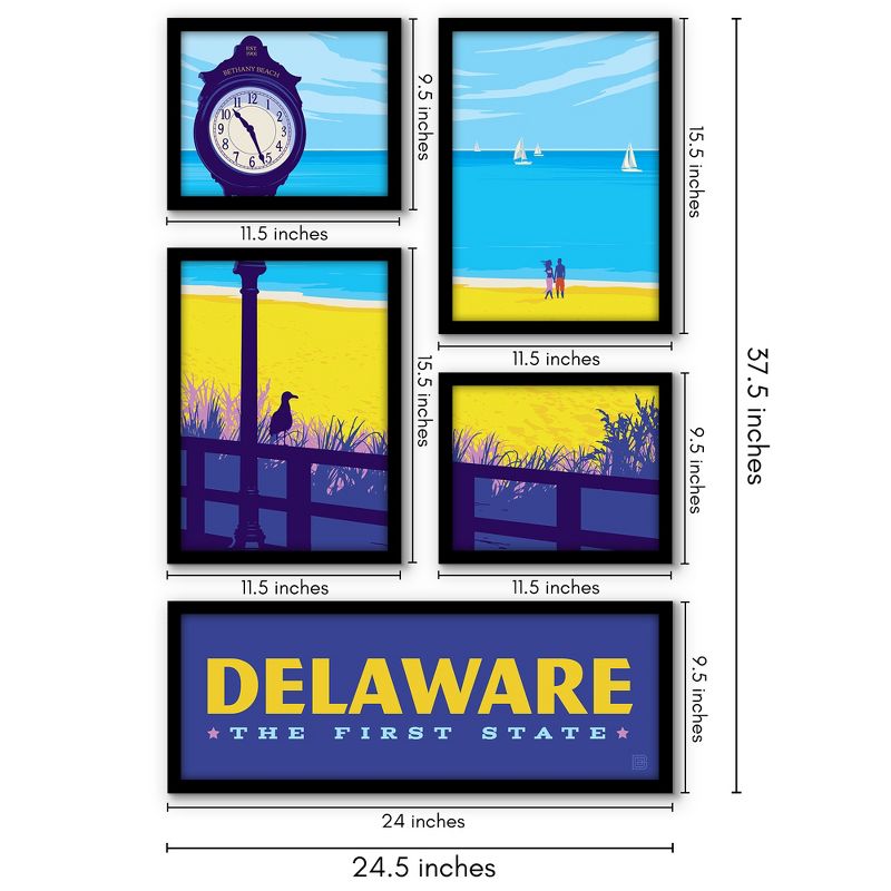 Americanflat Delaware State Pride 5 Piece Grid Wall Art Room Decor Set - coastal Modern Home Decor Wall Prints, 3 of 6