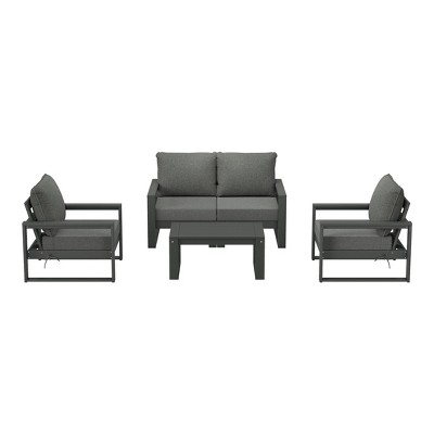WestinTrends Montara 5-Piece Modern HDPE Outdoor Patio Furniture Sofa Conversation Set with Coffee Table