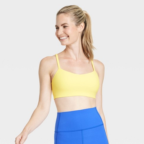 Women's Everyday Soft Light Support Strappy Sports Bra - All In Motion™  Lemon Yellow XL