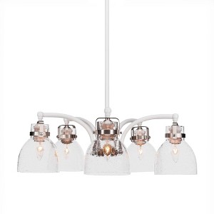 Toltec Lighting Easton 5 - Light Chandelier in  White/Brushed Nickel with 6" Clear Bubble Shade - 1 of 2