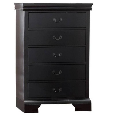 NicBex  5 Drawers Dresser for Bedroom,Classic Wooden Drawers with Silver Handle,Dressers for Kids Room,Living Room,Entry and Hallway,Black