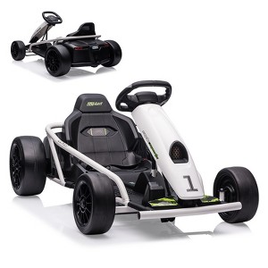 24V Electric Go Kart for Kids 8-12, Drift Kart Car w/Dual 300W Motors, 8MPH, Music, Slow Start, Seatbelt, Racing Toy - 1 of 4