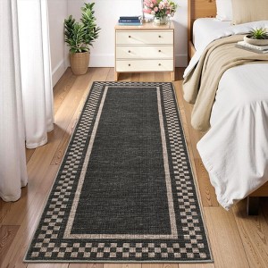 Modern Border Machine Washable Stain Resistant Rug for Living Room Bedroom - 1 of 4