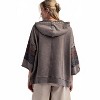 Women's Mixed Print Mineral Washed Hoodie Pullover - Easel - 3 of 3