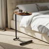 Homy Casa Walnut C-Shaped End Table with Metal Base, Modern Sofa Side Table for Living Room and Bedroom - 4 of 4