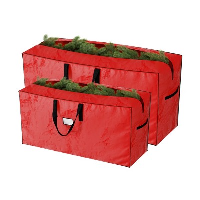 Hastings Home Christmas Tree Storage Bags for Holiday Decorations and Dissembled Christmas Tree - Set of 2, Red