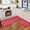 Christmas Tree Striped Floor Mat Set (17x29In + 17x47In, 2-Piece Xmas Decor) Washable Soft Thin Non-Shedding Indoor Doormat - 3 of 4
