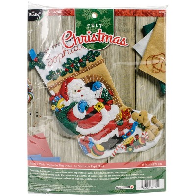 Bucilla Felt Stocking Applique Kit 18" Long-Santa's Visit