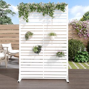 1-Piece 46.8 In. W x 71.37 In. H Narrow White Blinds Outdoor Metal Screen Decorative Art Panel (6-Piece Assembly) - 1 of 4