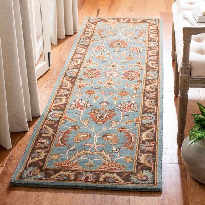 Heritage Blue and Brown Floral Wool Tufted Rug