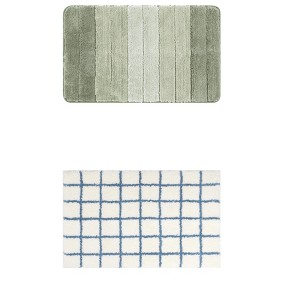 Unique Bargains 2Pcs Plush Gradient Striped Microfiber Shaggy Bathroom Mat - 1 of 4