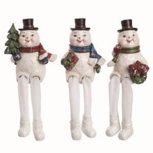 Transpac Resin Nostalgic Snowman Sitter Set of 3 Christmas Home Decorations - 1 of 1