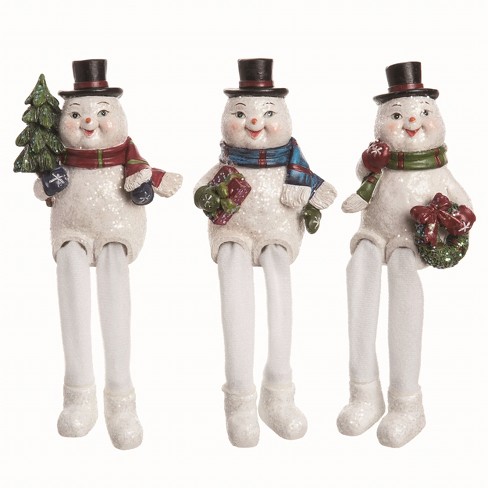 Transpac Resin Nostalgic Snowman Sitter Set of 3 Christmas Home Decorations - image 1 of 1