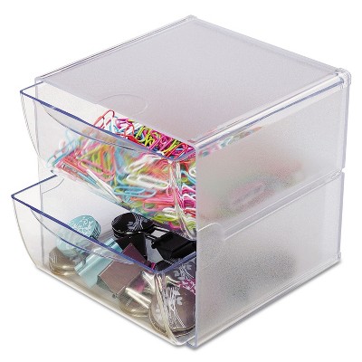 Deflecto Desk Cube with 4 Drawers, Clear Plastic