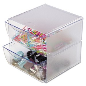 Deflecto Two Drawer Cube Organizer Clear Plastic 6 x 7-1/8 x 6 350101 - 1 of 4