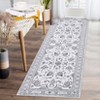 Washable Vintage Foral Rug Non Slip Low Pile Rug Soft Throw Floor Cover Foldable Indoor Carpet for Living Room Bedroom Playroom Nursery - 2 of 4