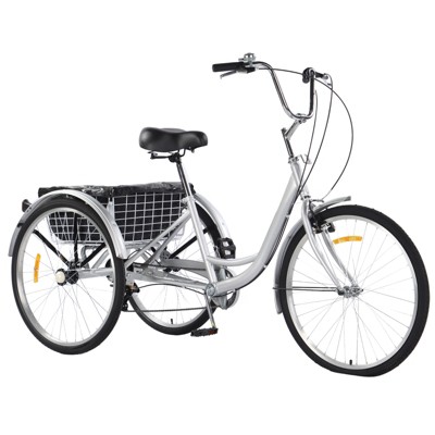 Garvee 24-26 inch Adult Tricycles 7-Speed 3-Wheel Bike for Men and Women with Dual Chain, Large Rear Basket, Perfect for Shopping, Beach, City