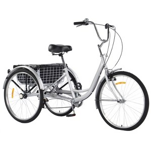 Garvee 24-26 inch Adult Tricycles 7-Speed 3-Wheel Bike for Men and Women with Dual Chain, Large Rear Basket, Perfect for Shopping, Beach, City - 1 of 4