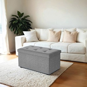 30" Ottoman Storage Bench, Ottoman with Storage, Footstool, Folding Bedroom Bench, Holds 660 lb - 1 of 4