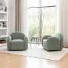SEYNAR Modern Teddy Upholstered 360 Degree Swivel Armchair with Metal Base Set of 2 - 3 of 4