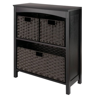 30" 4pc Terrace Storage Shelf with Baskets Espresso/Chocolate - Winsome