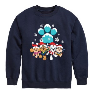 Boys' - Paw Patrol - Pup Group Snowy Pawprint Graphic Long Sleeve Fleece Sweatshirt - 1 of 4